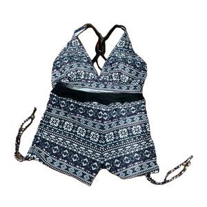 Yonique Tribal 2-Piece Halter Swimsuit | Adjustable Side-Cinch Shorts